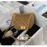 Famous Brand Chanel 22A Coco Beach Velvet Saddle Bag AS3350 Brown