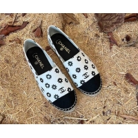 Cheaps Chanel Daisy Print Denim Espadrilles White 052045