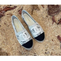 Sumptuous Chanel CC Denim Espadrilles G39028 Grey