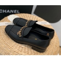 Best Product Chanel Lambskin Chain Loafers G38559 Black