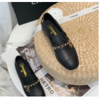 Best Product Chanel Lambskin Chain Loafers G38559 Black