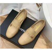 Good Looking Chanel Lambskin Chain Loafers G38559 Beige