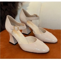 Good Product Chanel Patent Calfskin Open Shoes Pumps 8.5cm G39052 Nude