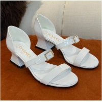 1:1 aaaaa Chanel Patent Calfskin Sandals 5.5cm G39050 White