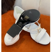 1:1 aaaaa Chanel Patent Calfskin Sandals 5.5cm G39050 White