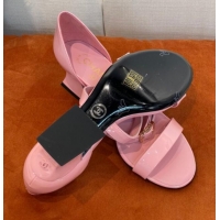 Discount Chanel Patent Calfskin Sandals 5.5cm G39050 Pink