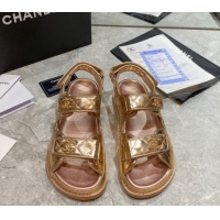 Good Quality Chanel Strap Flat Sandals G35927 Gold