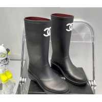 Good Product Chanel Rubber Rain Boots Black 062056