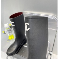 Good Product Chanel Rubber Rain Boots Black 062056