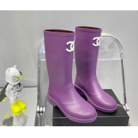 Duplicate Chanel Rubber Rain Boots 062056 Purple