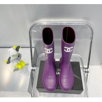 Duplicate Chanel Rubber Rain Boots 062056 Purple