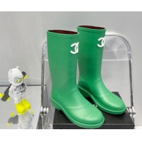 Top Design Chanel Rubber Rain Boots 062056 Grass Green