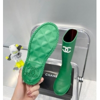 Top Design Chanel Rubber Rain Boots 062056 Grass Green