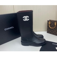 Good Looking Chanel Rubber Rain Boots Black 062063