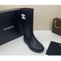 Good Looking Chanel Rubber Rain Boots Black 062063