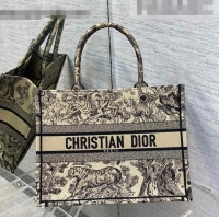 Top Quality Dior Medium Book Tote Bag in Beige Toile de Jouy Embroidery M16E 2022