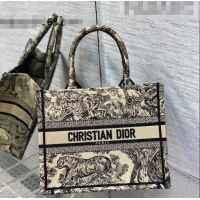 Good Taste Dior Small Book Tote Bag in Beige Toile de Jouy Embroidery 2022 M16E 