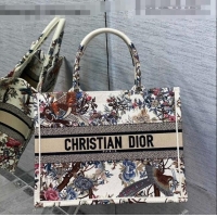 Well Crafted Dior Medium Book Tote Bag in White Jardin d'Hiver Embroidery M941 2022