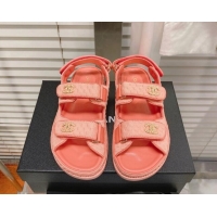 Good Quality Chanel Tweed Strap Flat Sandals Peachy Pink G35927