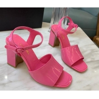 Low Price Chanel Patent Calfskin Heel Sandals 7.5cm G38689 Pink