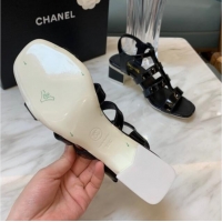 Unique Style Chanel Patent Calfskin StrapSandals 4.5cm G38689 Black