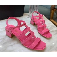 Discount Chanel Patent Calfskin StrapSandals 4.5cm G38689 Pink