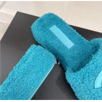 Chanel Towel Platform Slide Sandals Peacock Blue 062099