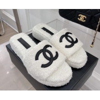 1:1 aaaaa Chanel Towel Platform Slide Sandals White 0620100