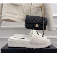 1:1 aaaaa Chanel Towel Platform Slide Sandals White 0620100