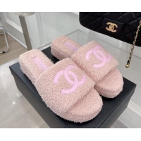 1:1 Chanel Towel Platform Slide Sandals Light Pink 0620101