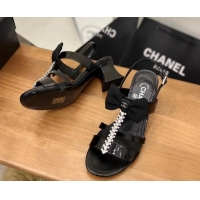 Best Product Chanel Crystal Bow Flat Sandals Black 0620107