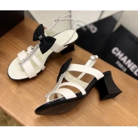 Best Product Chanel Crystal Bow Flat Sandals White 0620108