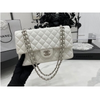 Traditional Specials Chanel 2.55 Series Flap Bag Original Sheepskin Leather A1112 White Silver-Tone