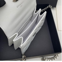 Famous Brand Chanel Grained Calfskin CLUTCH WITH CHAIN AP2758 white