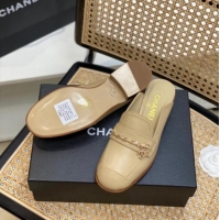 Trendy Design Chanel Lambskin Chain Flat Mules Beige 0620121