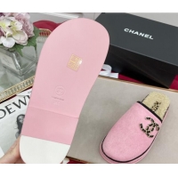 Top Grade Chanel Fur and Shearling Wool Flat Mules G38648 Pink