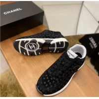 Good Quality Chanel CC Overall Print Suede Sneakers G39230 Black