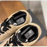 Best Grade Chanel CC Overall Print Suede Sneakers G39230 Beige