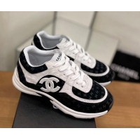 Discount Chanel CC Overall Print Suede Sneakers G39230 White/Black