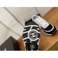 Discount Chanel CC Overall Print Suede Sneakers G39230 White/Black