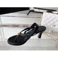 Best Product Chanel Vintage CC Stud Medium Heel Sandals Black 070158