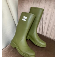 Best Price Chanel Rubber Rain Boots Green 070163