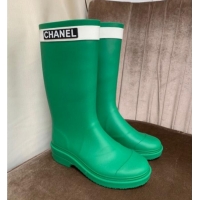 Duplicate Chanel Rubber Rain Boots Green 070167