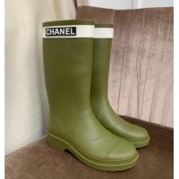 Grade Quality Top Grade Chanel Rubber Rain Boots Green 070168