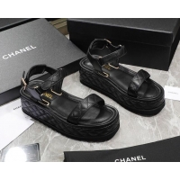 Perfect Chanel Lambskin Sandals G39143 Black