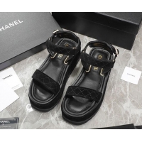 Low Cost Chanel Suede Sandals G39143 Black 070493