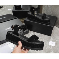 Low Cost Chanel Suede Sandals G39143 Black 070493