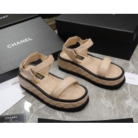 Classic Hot Chanel Suede Sandals G39143 Beige 070494