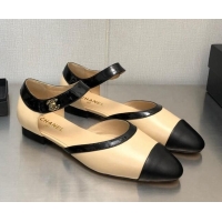 Stylish Chanel Lambskin Flat Shoes Beige 0704100