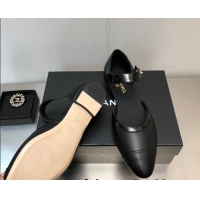 Stylish Chanel Lambskin Flat Shoes Black 0704101